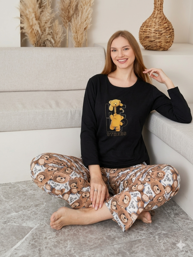 Ercan Kadın Cotton Uzun Kol Pijama Takım