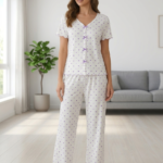 Sude Alaçatı Gömlek Kısa Kol Pijama Takım