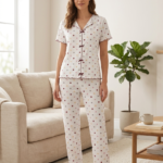 Sude Alaçatı Gömlek Kısa Kol Pijama Takım