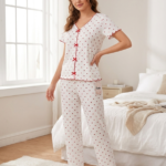 Sude Alaçatı Gömlek Kısa Kol Pijama Takım
