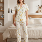 Sude Alaçatı Gömlek Kısa Kol Pijama Takım
