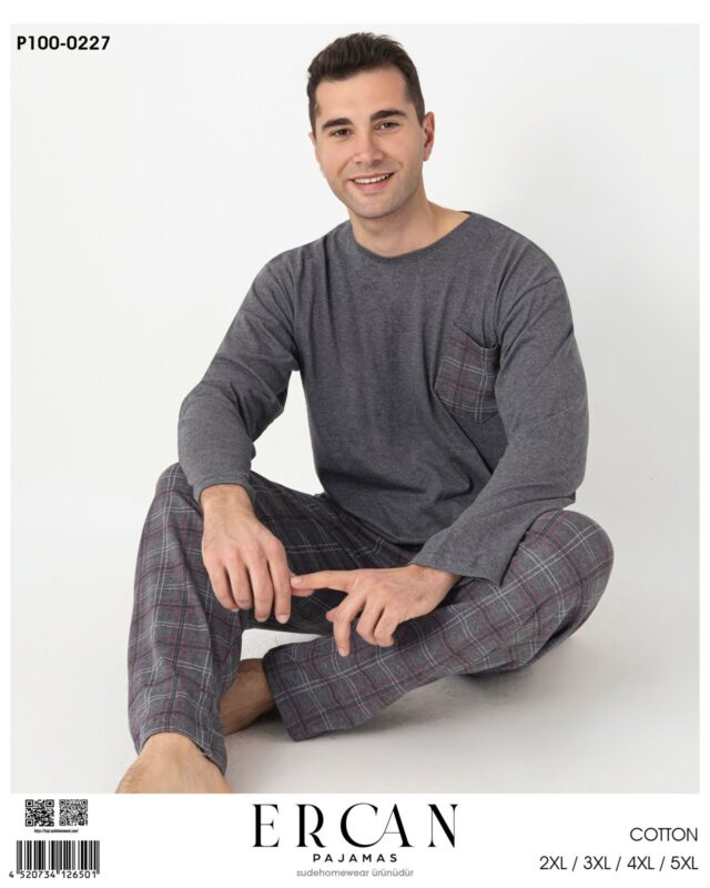 Ercan Erkek Cotton Uzun Kol Pijama Takım