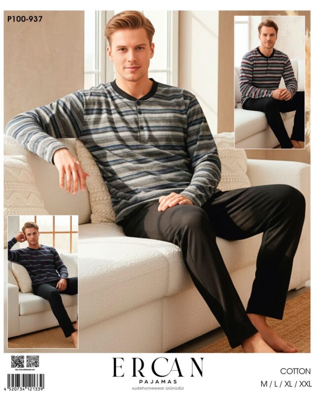 Ercan Erkek Cotton Uzun Kol Pijama Takım
