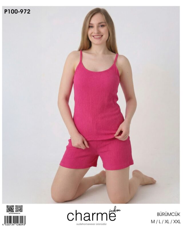 Charme Bürümcük  Şort İp Askılı Pijama Takım