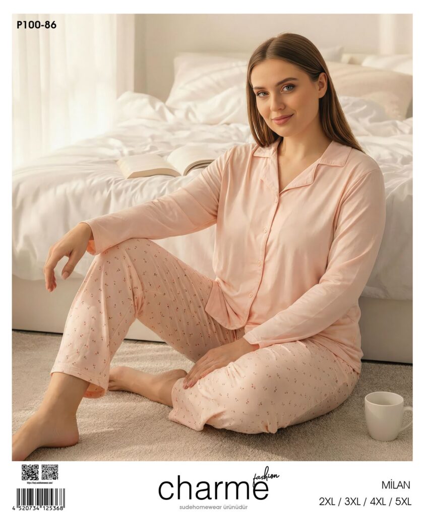 Charme Milan Battal Kadın Gömlek Uzun Kol