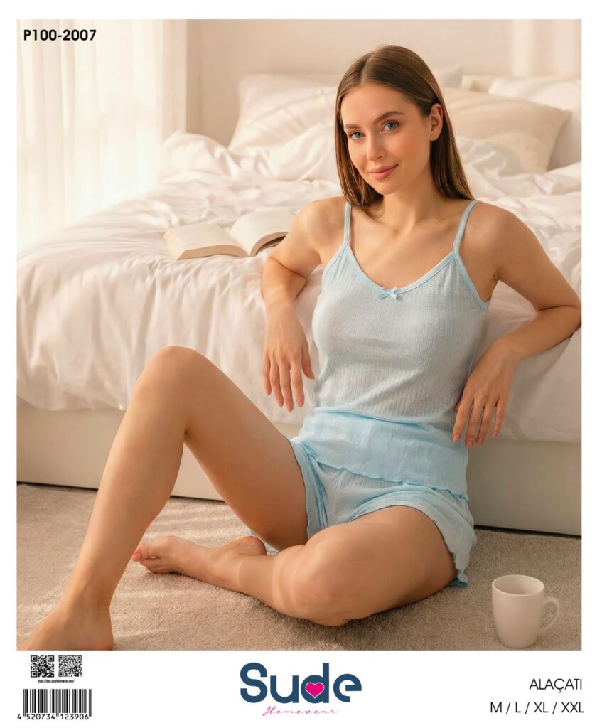 Sude Alaçatı Şort İp Askılı Takım