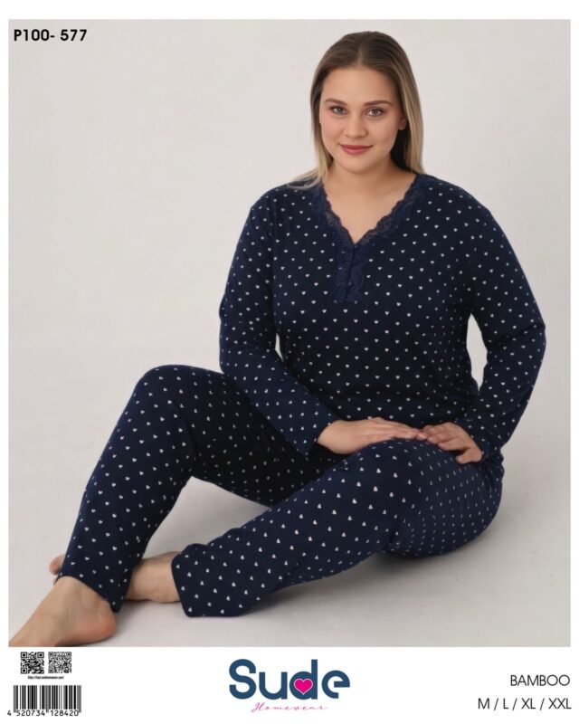 Sude Bamboo Battal Uzun Kol Pijama Takımı