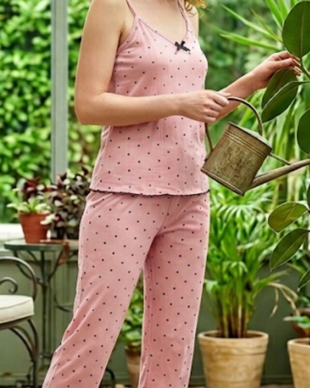 Sude Alaçatı İp Askılı Altı Uzun Pijama Takım