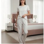 Sude Pointelle Kısa Kollu Uzun Pijama Takım