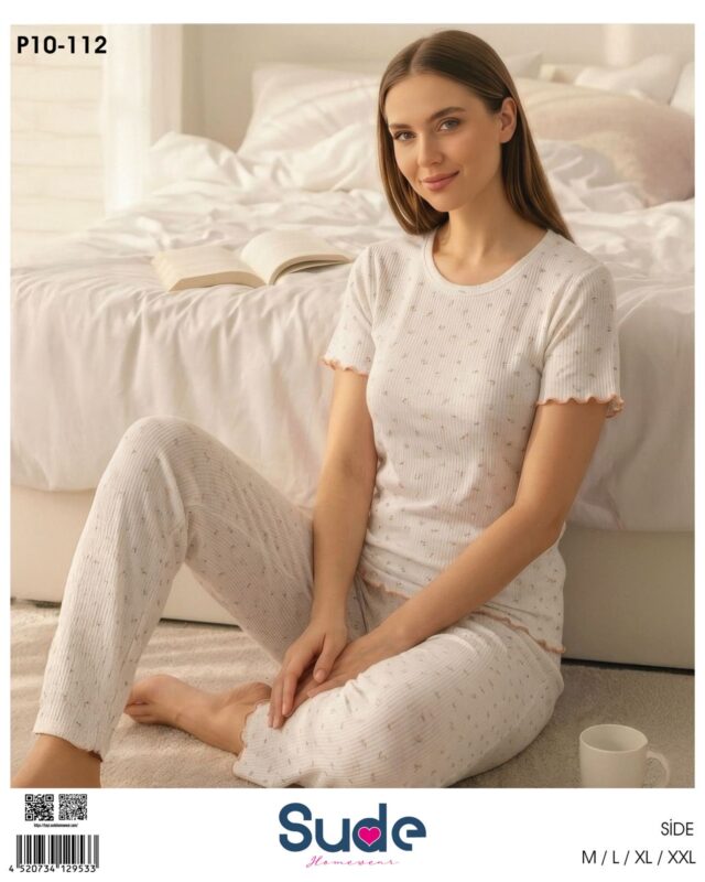 Sude Side Kısa Kollu Uzun Pijama Takım