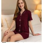 Sude Kadın Pointelle Kısa Kol Gömlek Şort Pijama Takım