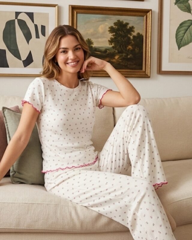 Sude Side Kısa Kollu Uzun Pijama Takım