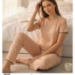 Sude Side Kısa Kollu Uzun Pijama Takım