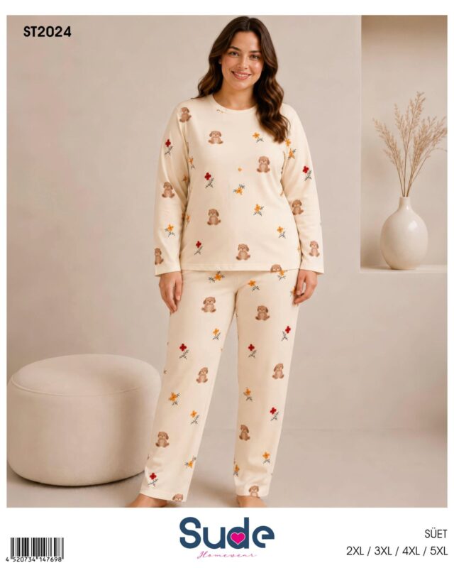 Süet Battal Pijama Takımı