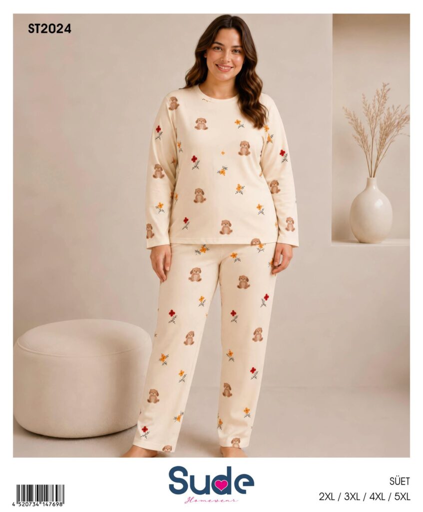 Süet Battal Pijama Takımı